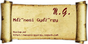 Ménesi György névjegykártya